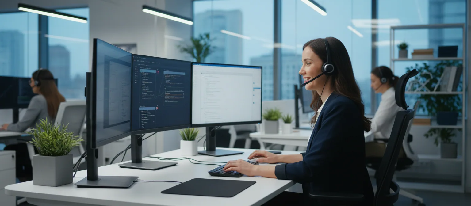 Technical support specialist working at a monitoring station